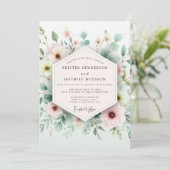 Sage & Blush Airy Botanical Wedding Einladung (Stehend Vorderseite)