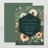 Sage Blush Chiaroscuro Wedding Einladung (Vorne/Hinten)