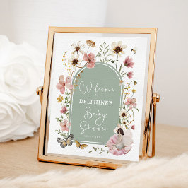 Sage Blush Fairy Wildblume Babydusche Willkommen Poster
