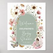 Sage Blush Fairy Wildblume Babydusche Willkommen Poster (Vorne)