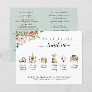 Sage Blush Floral Wedding Timeline und Programm
