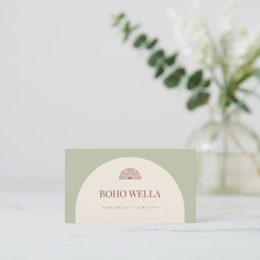 Sage Blush Pink Arch Business Card Visitenkarte (Stehend Vorderseite)