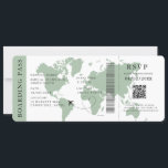 Sage Boarding Pass Hochzeit in Urlaubsort QR-Code Einladung<br><div class="desc">Sage Green Boarding Pass Hochzeitskarte Einladung mit einem Ziel Weltkarte,  Wedding Pass,  Hochzeit in Urlaubsort,  Passport mit QR Code Rsvp Karte.</div>
