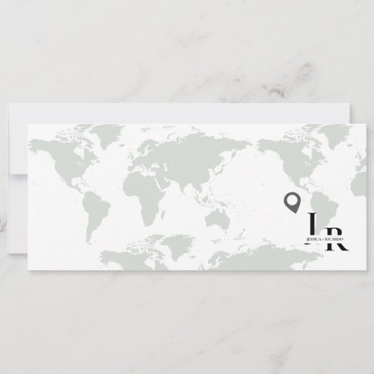 Sage Boarding Pass Hochzeit speichern Sie das Datu Einladung (Rückseite)