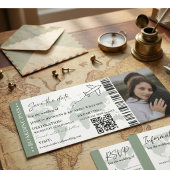 Sage Boarding Pass Hochzeit speichern Sie das Datu Einladung