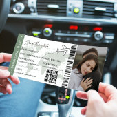 Sage Boarding Pass Hochzeit speichern Sie das Datu Einladung