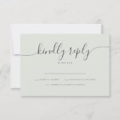 Sage Bohemisch Script Simple Modern Wedding RSVP Karte (Vorderseite)