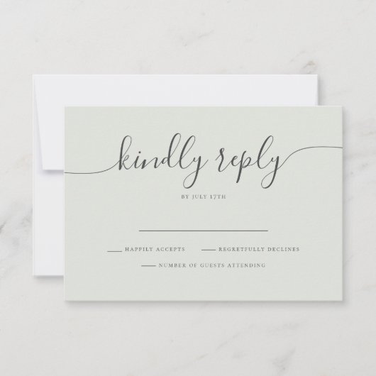 Sage Bohemisch Script Simple Modern Wedding RSVP Karte (Vorderseite)