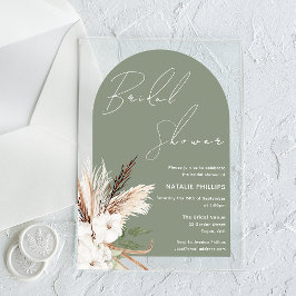 Sage Boho Arch White Floral Brautparty Acryleinladungen