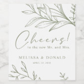 Sage Boho Blume Boho Wedding Weinetikett (Einzelnes Label)