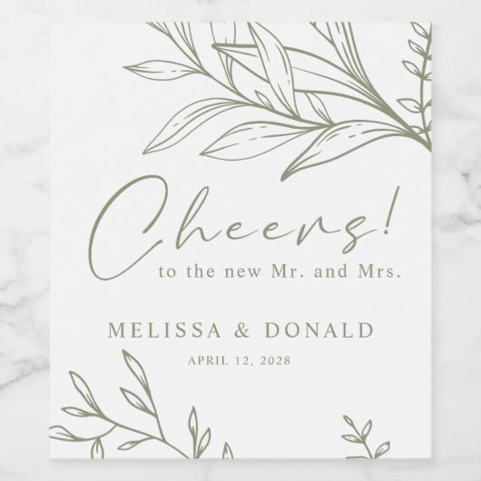 Sage Boho Blume Boho Wedding Weinetikett (Einzelnes Label)