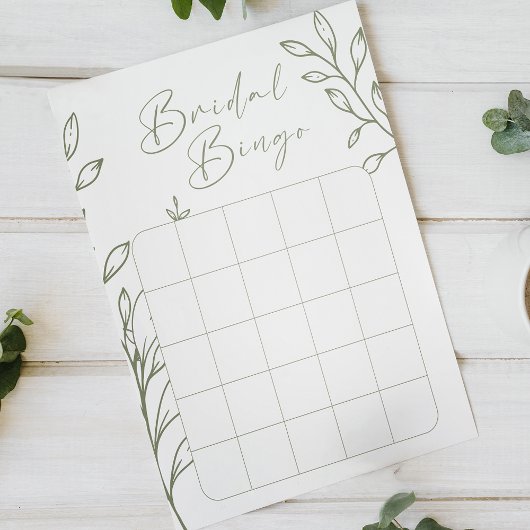 Sage Boho Blume Brautparty Bingo Game