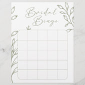 Sage Boho Blume Brautparty Bingo Game (Vorderseite)