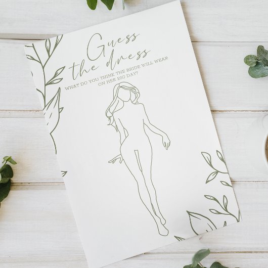 Sage Boho Blume Bridal Game Guess the Dress Flyer