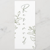 Sage Boho Blume Einfach reserviert Sitzplätze Menükarte (Vorderseite)