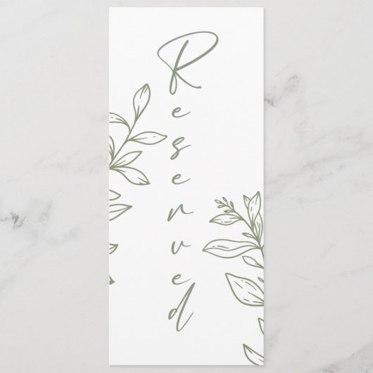 Sage Boho Blume Einfach reserviert Sitzplätze Menükarte (Vorderseite)