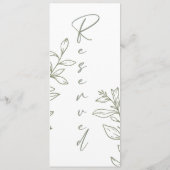 Sage Boho Blume Einfach reserviert Sitzplätze Menükarte (Rückseite)
