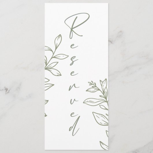 Sage Boho Blume Einfach reserviert Sitzplätze Menükarte (Rückseite)