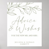 Sage Boho Blume Einfache Hochzeitsberatung & Wünsc Poster (Vorne)