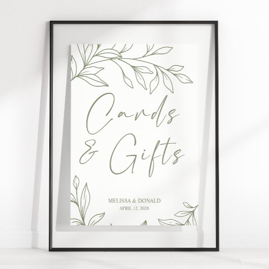 Sage Boho Blume Einfache Hochzeitskarte und Gesche Poster