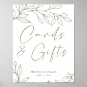 Sage Boho Blume Einfache Hochzeitskarte und Gesche Poster (Vorne)