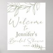 Sage Boho Blume Elegantes Brautparty Hochzeit Poster (Vorne)