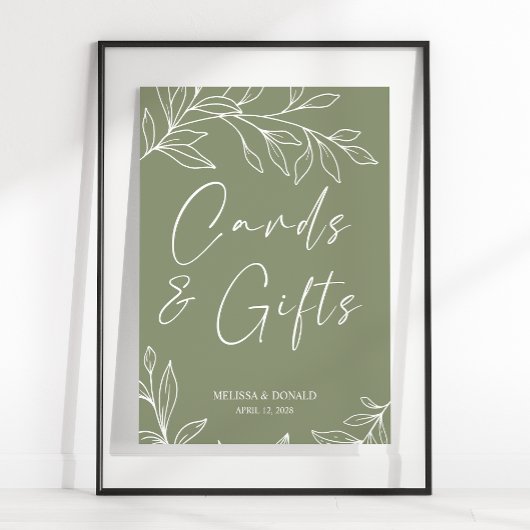 Sage Boho Blume Hochzeitskarte & Geschenke Poster