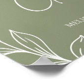 Sage Boho Blume Hochzeitskarte & Geschenke Poster (Ecke)