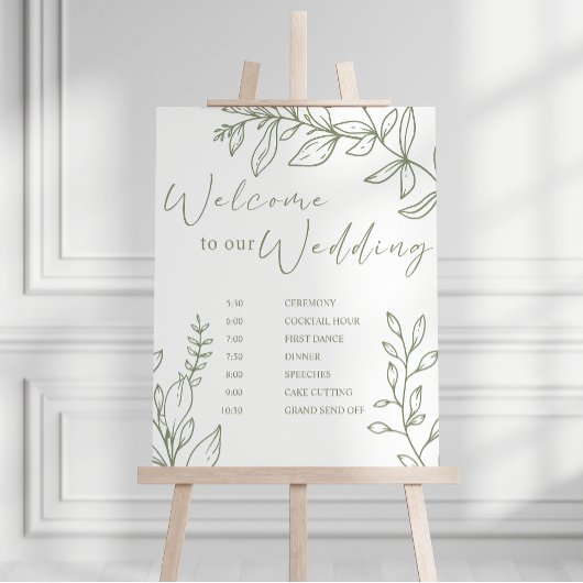 Sage Boho Blume Hochzeitsplan Poster
