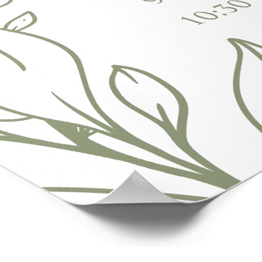 Sage Boho Blume Hochzeitsplan Poster (Ecke)