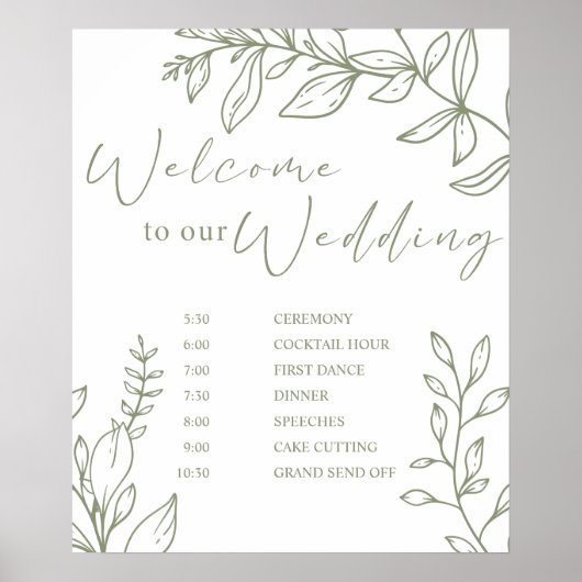 Sage Boho Blume Hochzeitsplan Poster (Vorne)