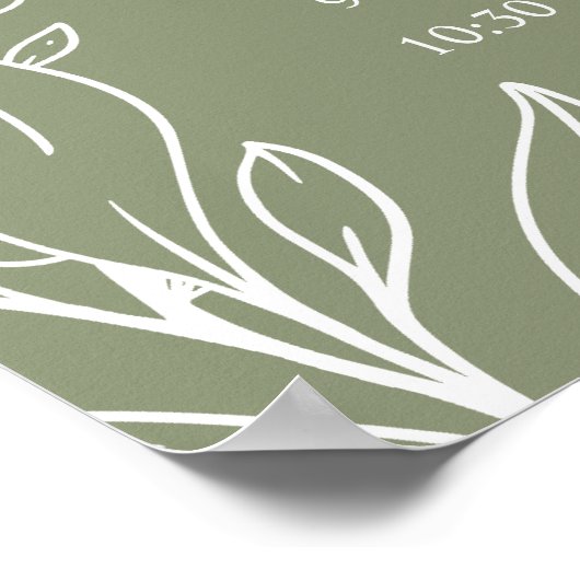 Sage Boho Blume Hochzeitsplan Poster (Ecke)
