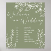 Sage Boho Blume Hochzeitsplan Poster (Vorne)