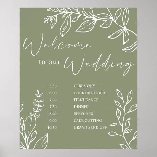 Sage Boho Blume Hochzeitsplan Poster (Vorne)