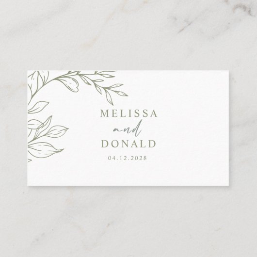 Sage Boho Blume Simple Wedding Escort Card Platzkarte (Rückseite)
