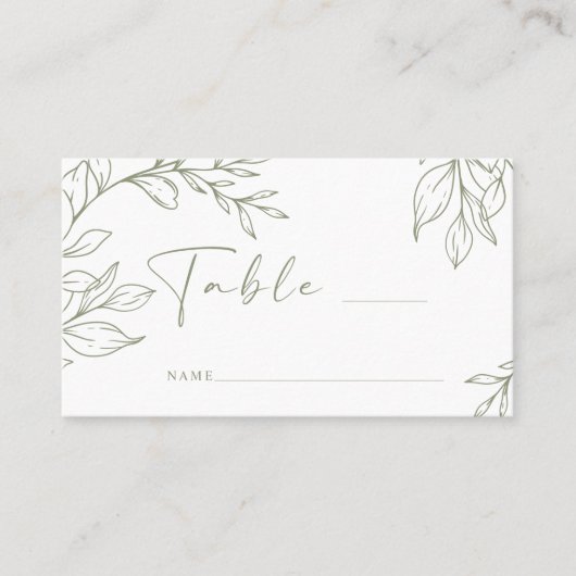 Sage Boho Blume Simple Wedding Escort Card Platzkarte (Vorderseite)