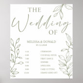 Sage Boho Blume Simple Wedding Program Zeitplan Poster (Vorne)