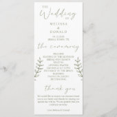 Sage Boho Blume Simple Wedding Programm (Vorderseite)