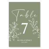 Sage Boho Blume Simple Wedding Tischnummer (Rückseite)