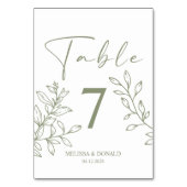 Sage Boho Blume Simple Wedding Tischnummer (Rückseite)