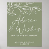 Sage Boho Blume Wedding Advice & Wishings Poster (Vorne)