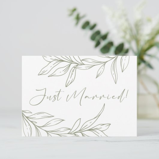 Sage Boho Blume Wedding Just Married (Stehend Vorderseite)