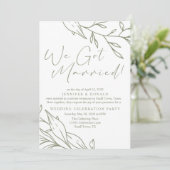 Sage Boho Blume Wedding Just Married Einladung (Stehend Vorderseite)