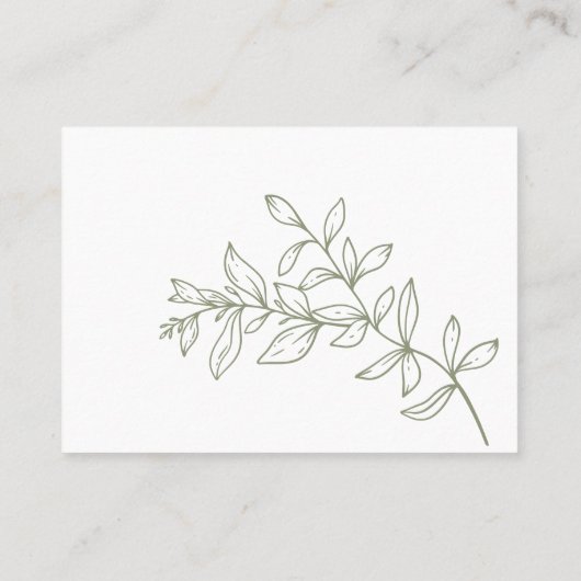 Sage Boho Blume Wedding Reservierte Platzkarte (Rückseite)