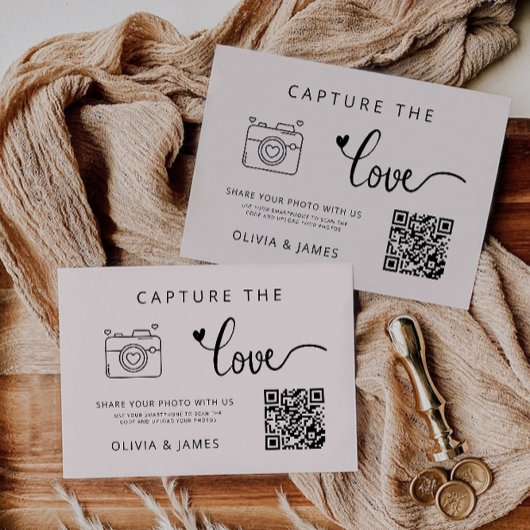 Sage Boho Capture the Liebe Wedding QR Code Card,