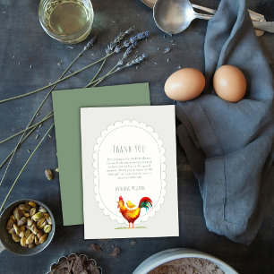 Sage Boho Cottagecore Hahn Küken Babyparty Dankeskarte