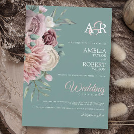 Sage Boho Dusty Rose Aquarell Floral Wedding Inv Einladung