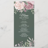 Sage Boho Dusty Rose Wasserfarben Blume Hochzeit Menükarte (Vorderseite)