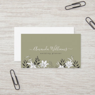 Sage Boho Floral Design Business Card Visitenkarte