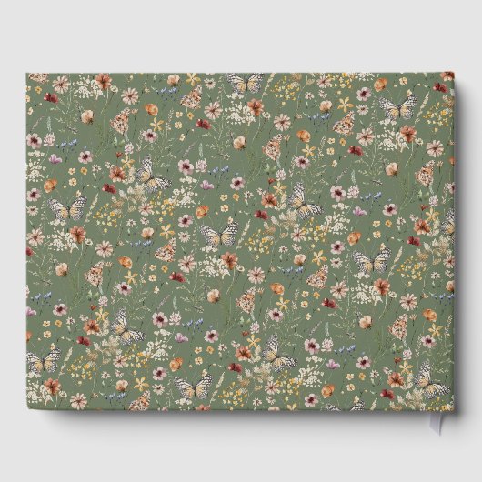 Sage Boho Floral Wedding Gästebuch (Rückseite)